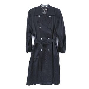 Dale Dressing for Harlan Trench Coat Black Ruched Back Sz 12 M Super Flattering